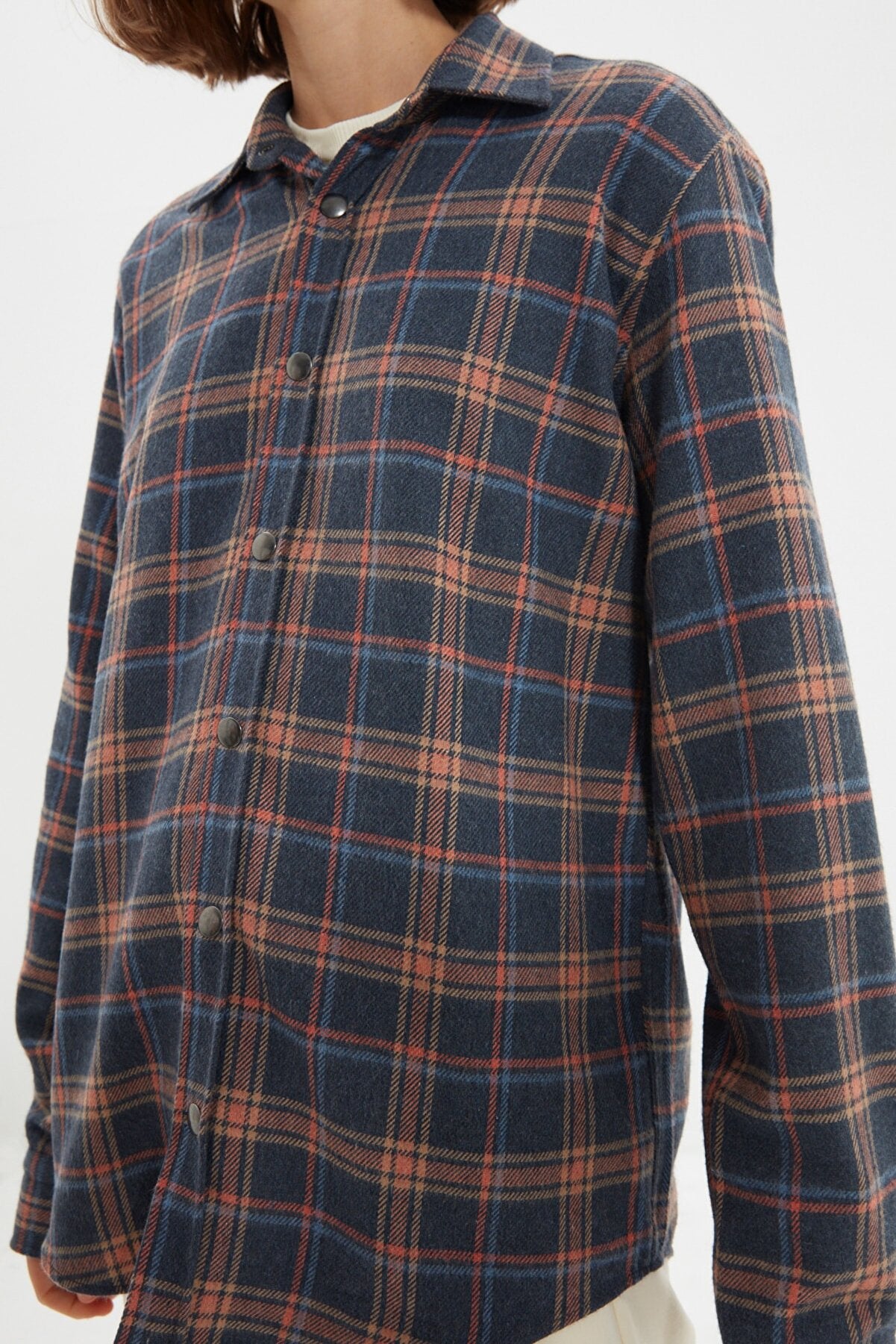 Unisex Navy Blue Oversize Lumberjack Shirt