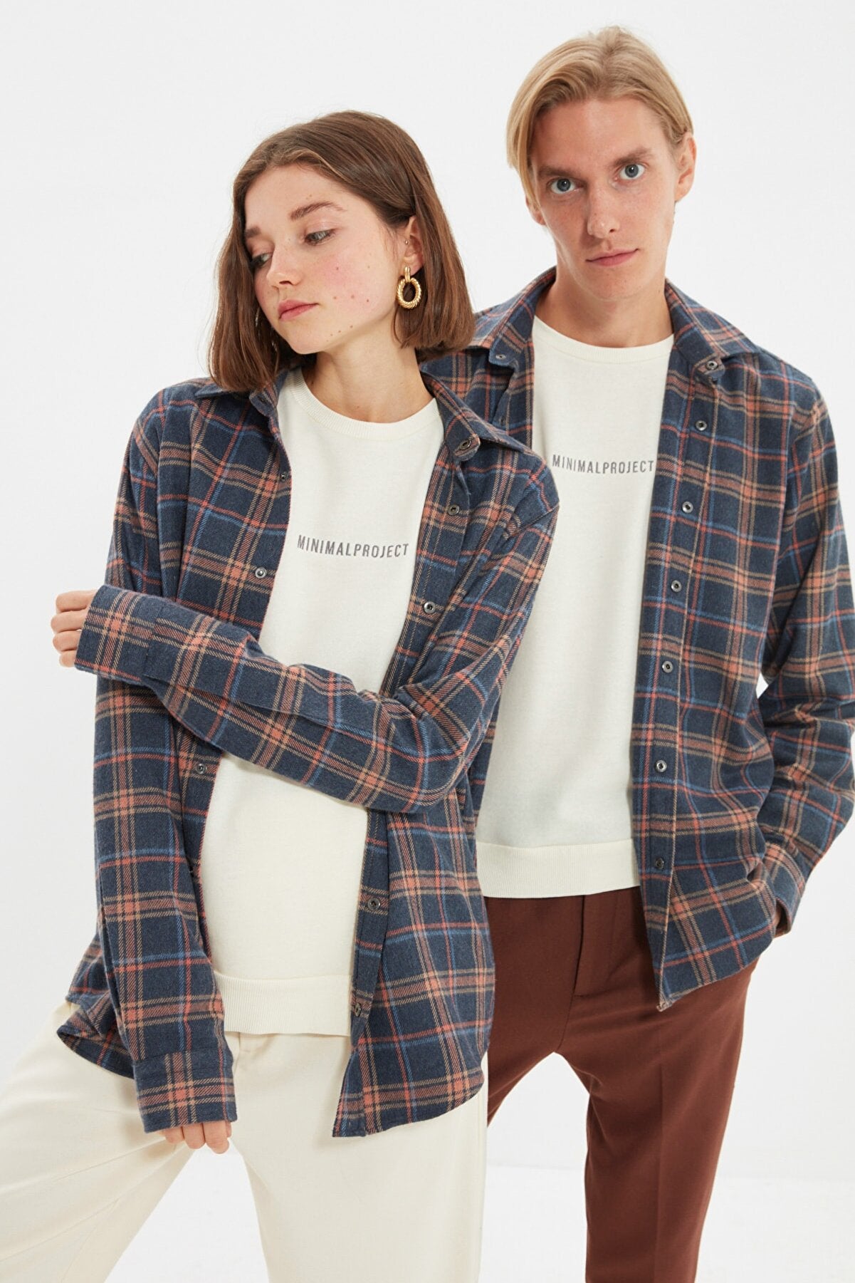 Unisex Navy Blue Oversize Lumberjack Shirt