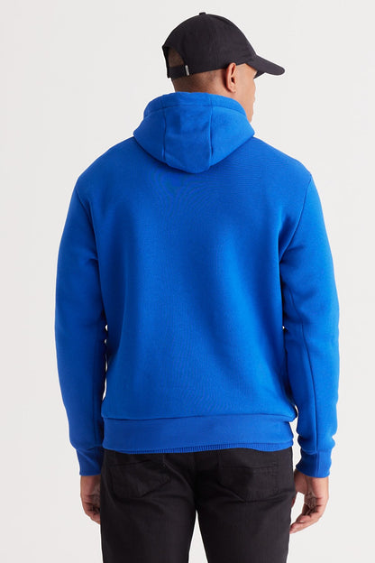 Blue Cotton Standard Fit Kangaroo Pocket