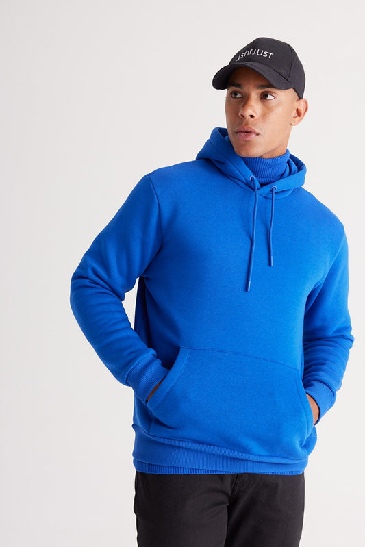 Blue Cotton Standard Fit Kangaroo Pocket