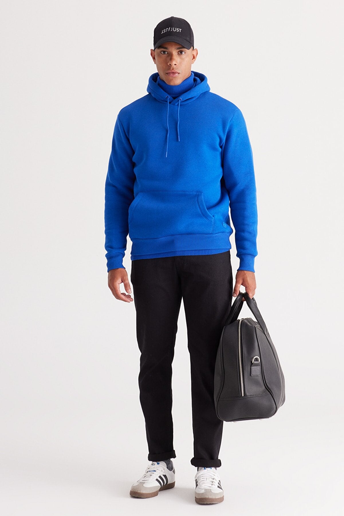 Blue Cotton Standard Fit Kangaroo Pocket