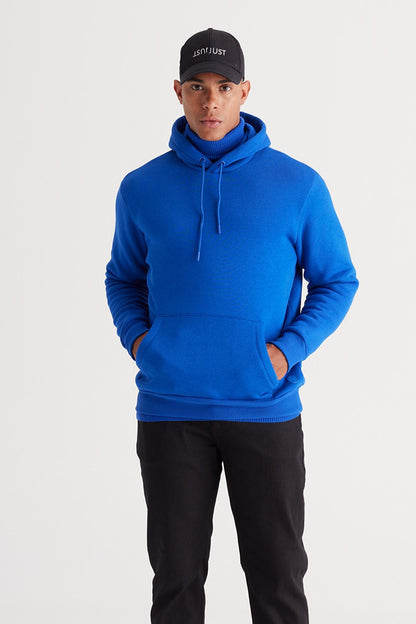 Blue Cotton Standard Fit Kangaroo Pocket