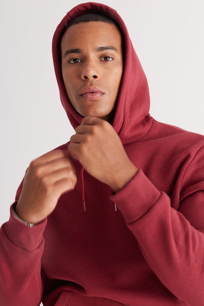 Cherry Red Cotton Standard Fit Kangaroo Pocket