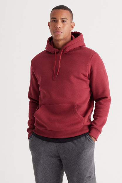 Cherry Red Cotton Standard Fit Kangaroo Pocket