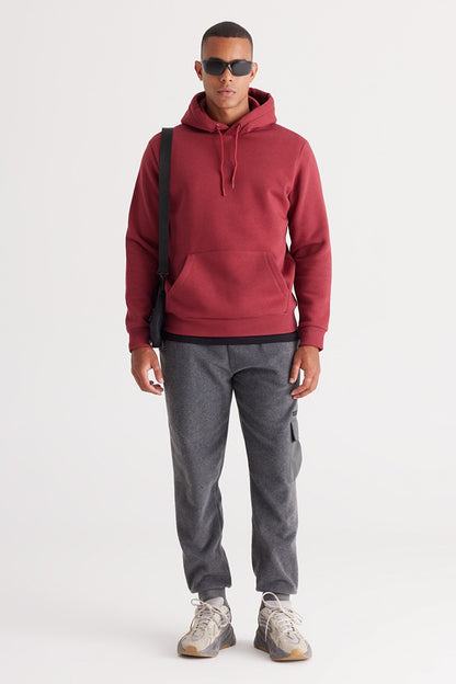 Cherry Red Cotton Standard Fit Kangaroo Pocket