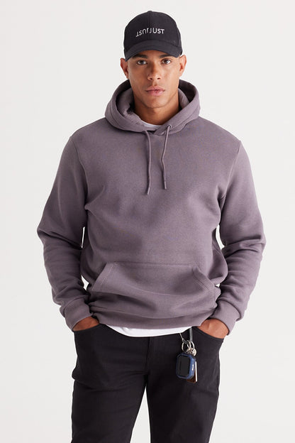 Dusty Grey Cotton Standard Fit Kangaroo Pocket