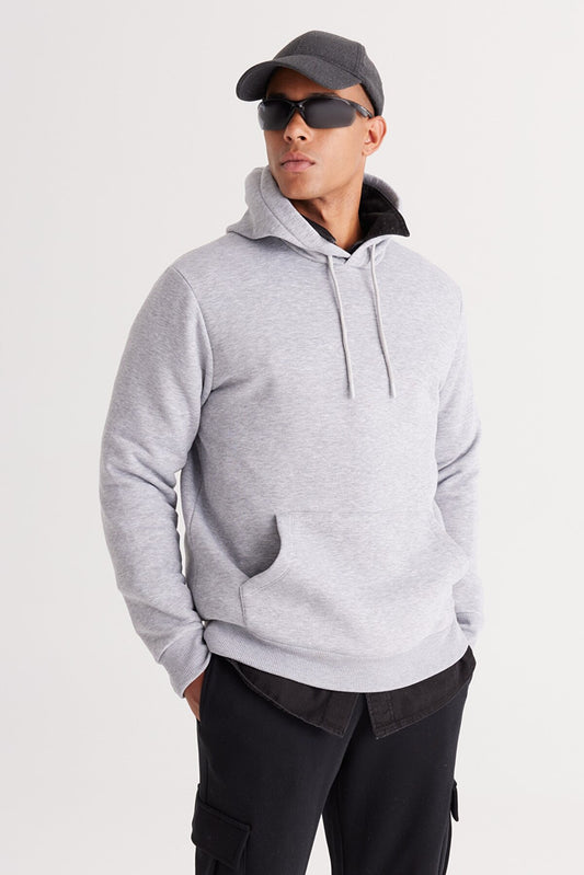 Light Grey Cotton Standard Fit Kangaroo Pocket