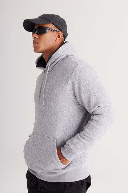 Light Grey Cotton Standard Fit Kangaroo Pocket