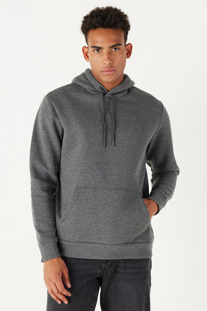 Dark Grey Cotton Standard Fit Kangaroo Pocket