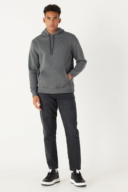 Dark Grey Cotton Standard Fit Kangaroo Pocket