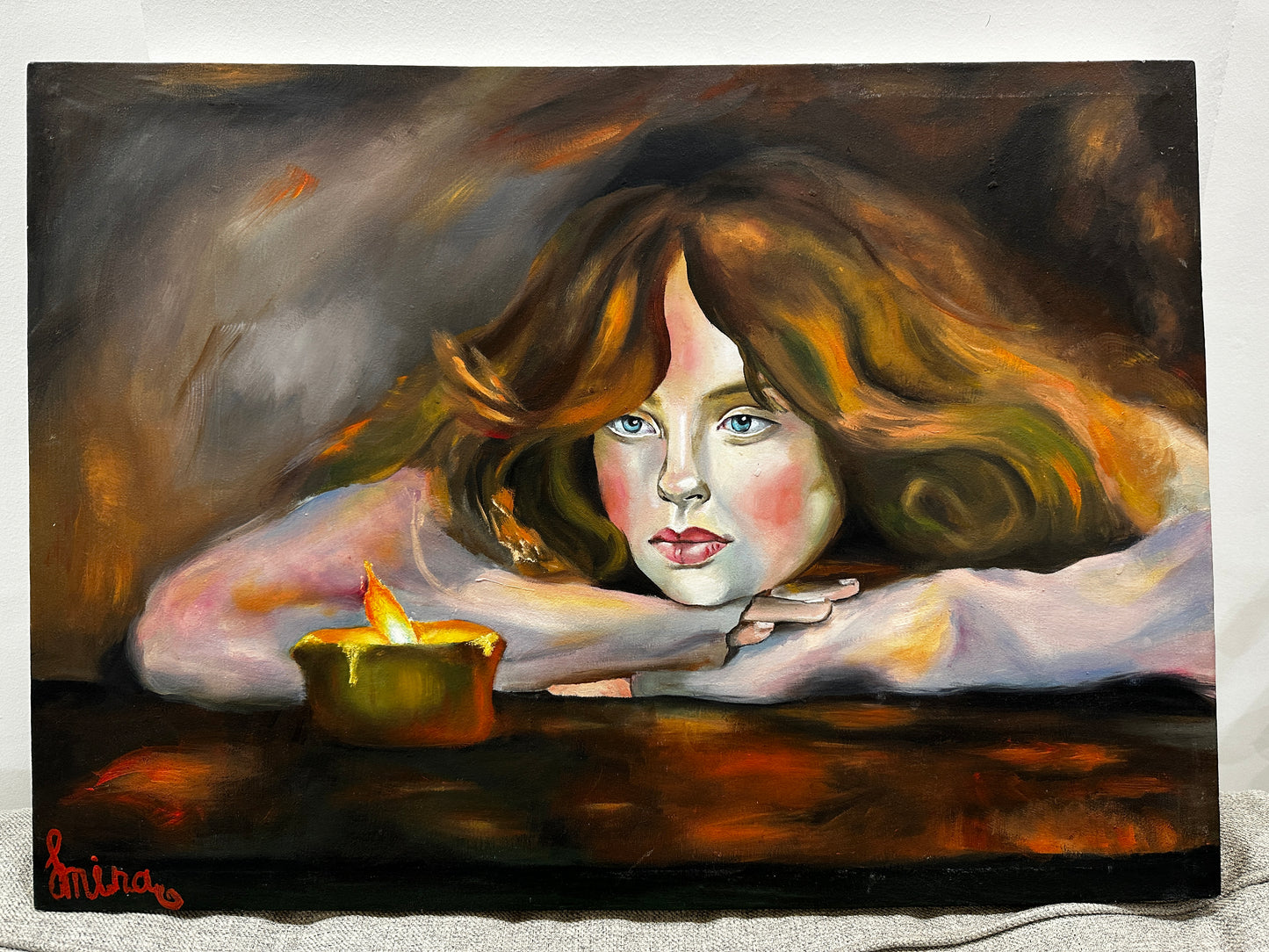 Girl and Candle Painting