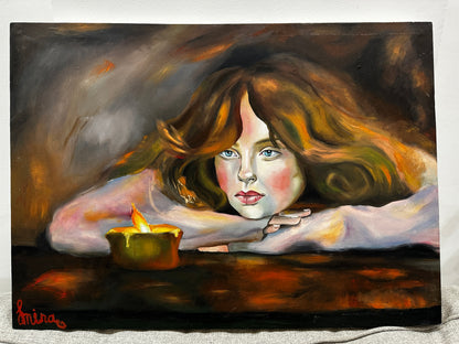 Girl and Candle Painting