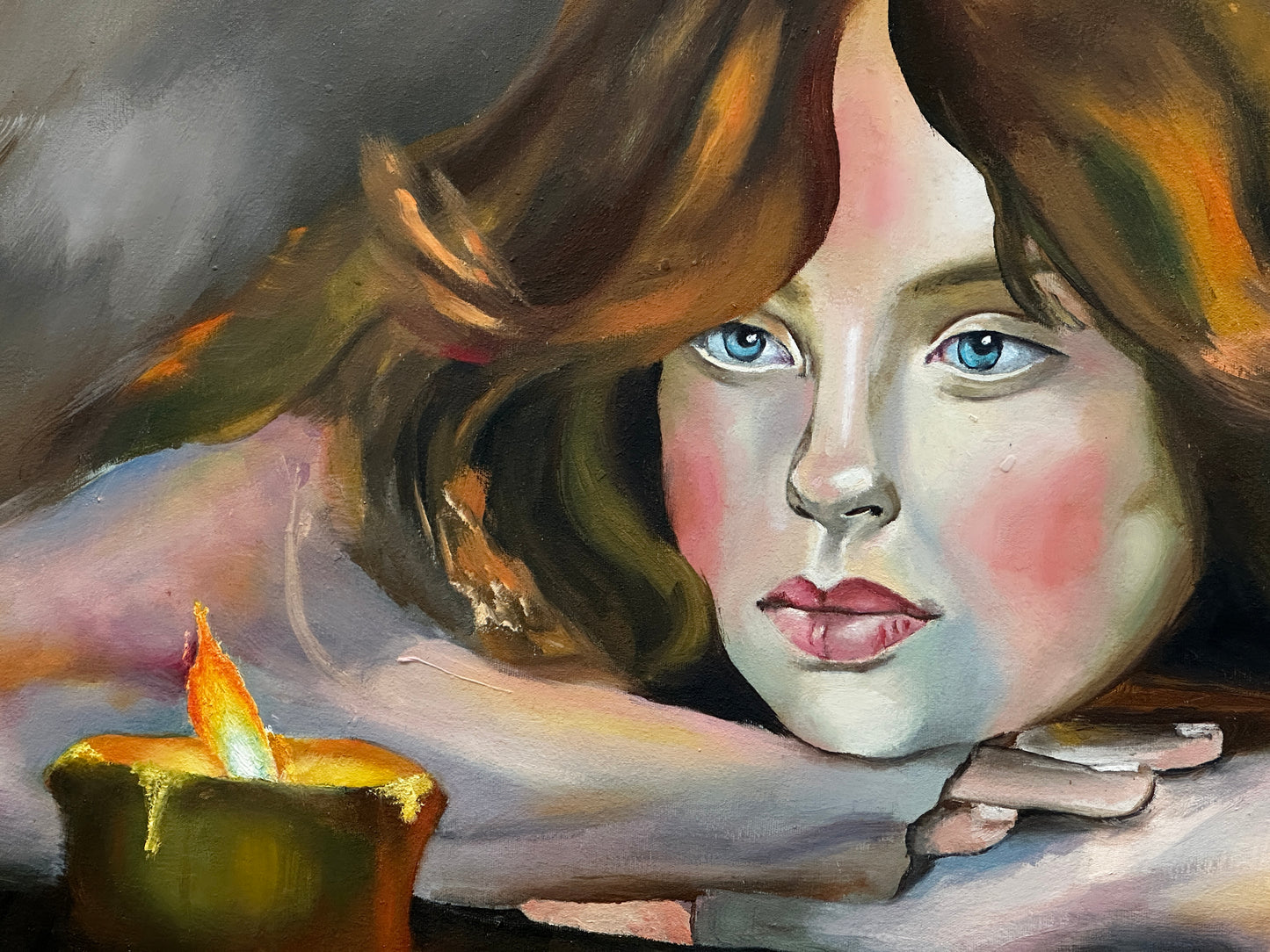 Girl and Candle Painting