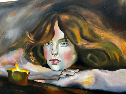 Girl and Candle Painting