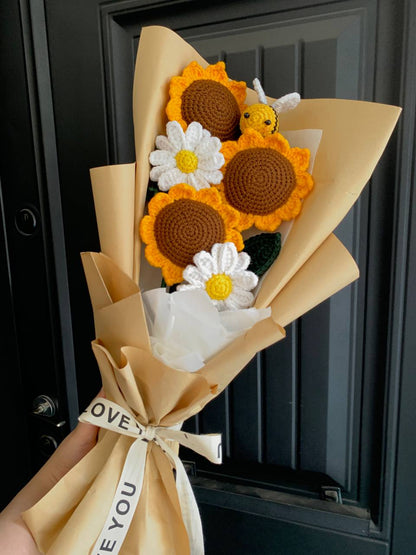 Handmade Crochet Sunflower Bouquet