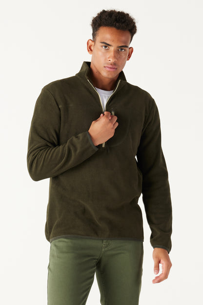 Khaki Standard Fit Normal Cut Zipper