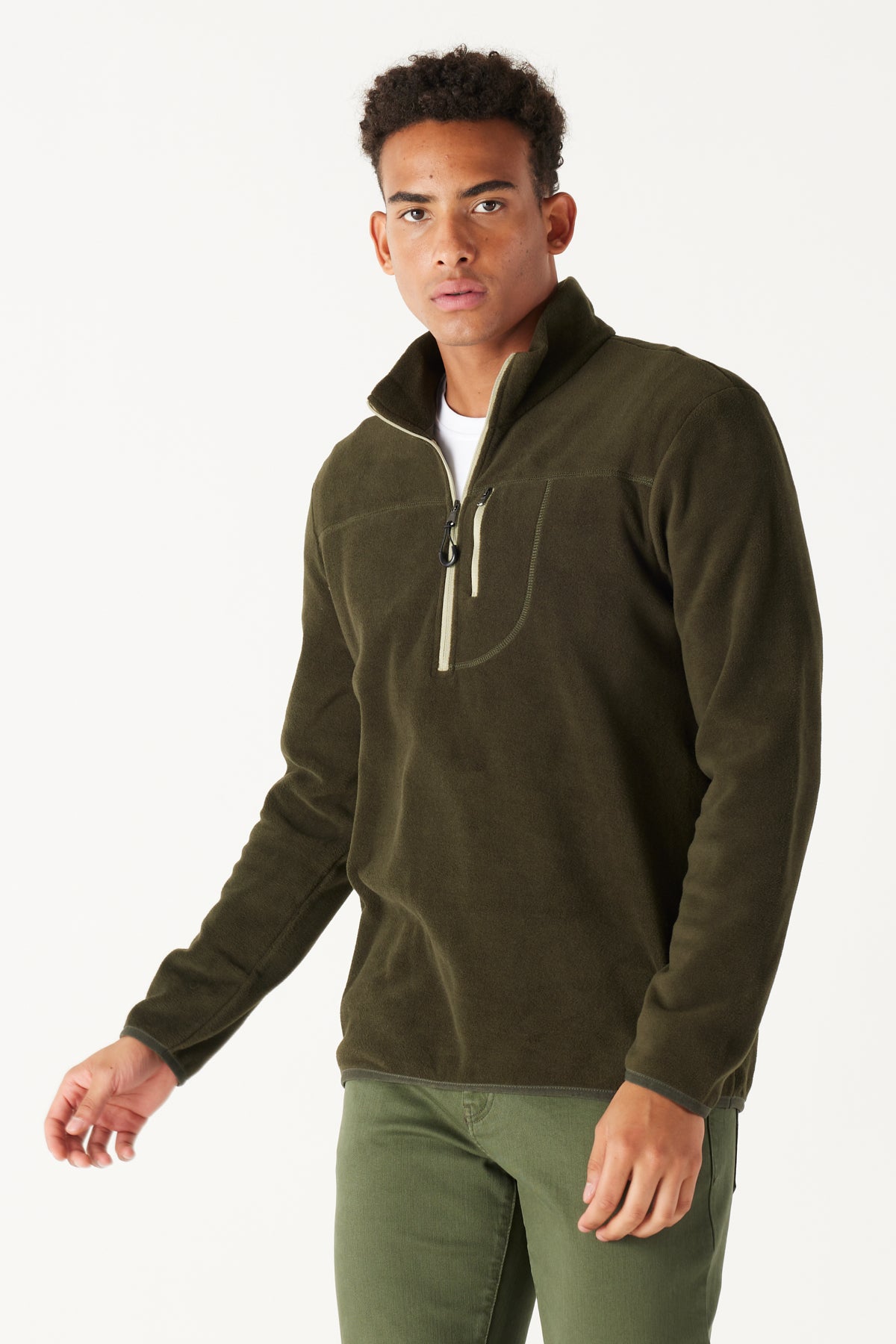 Khaki Standard Fit Normal Cut Zipper