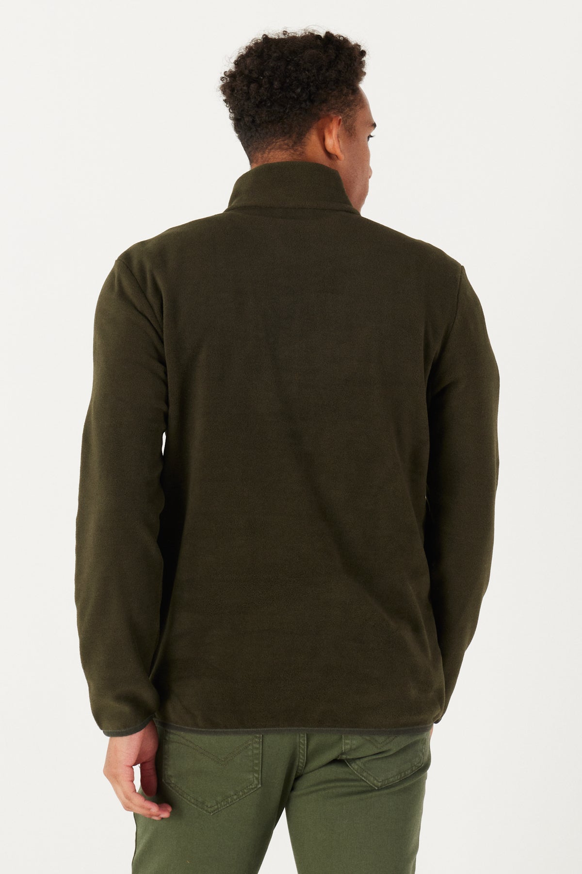 Khaki Standard Fit Normal Cut Zipper