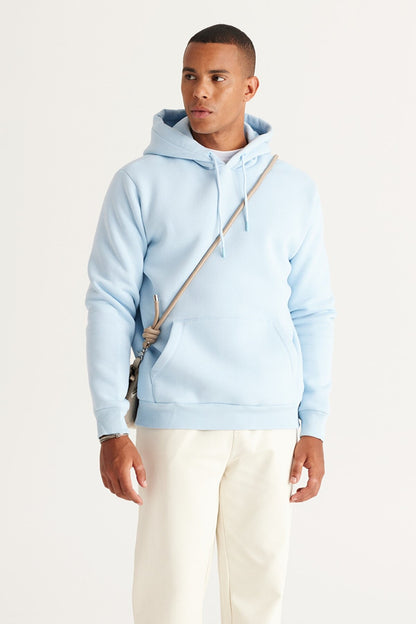 Light Blue Cotton Standard Fit Kangaroo Pocket