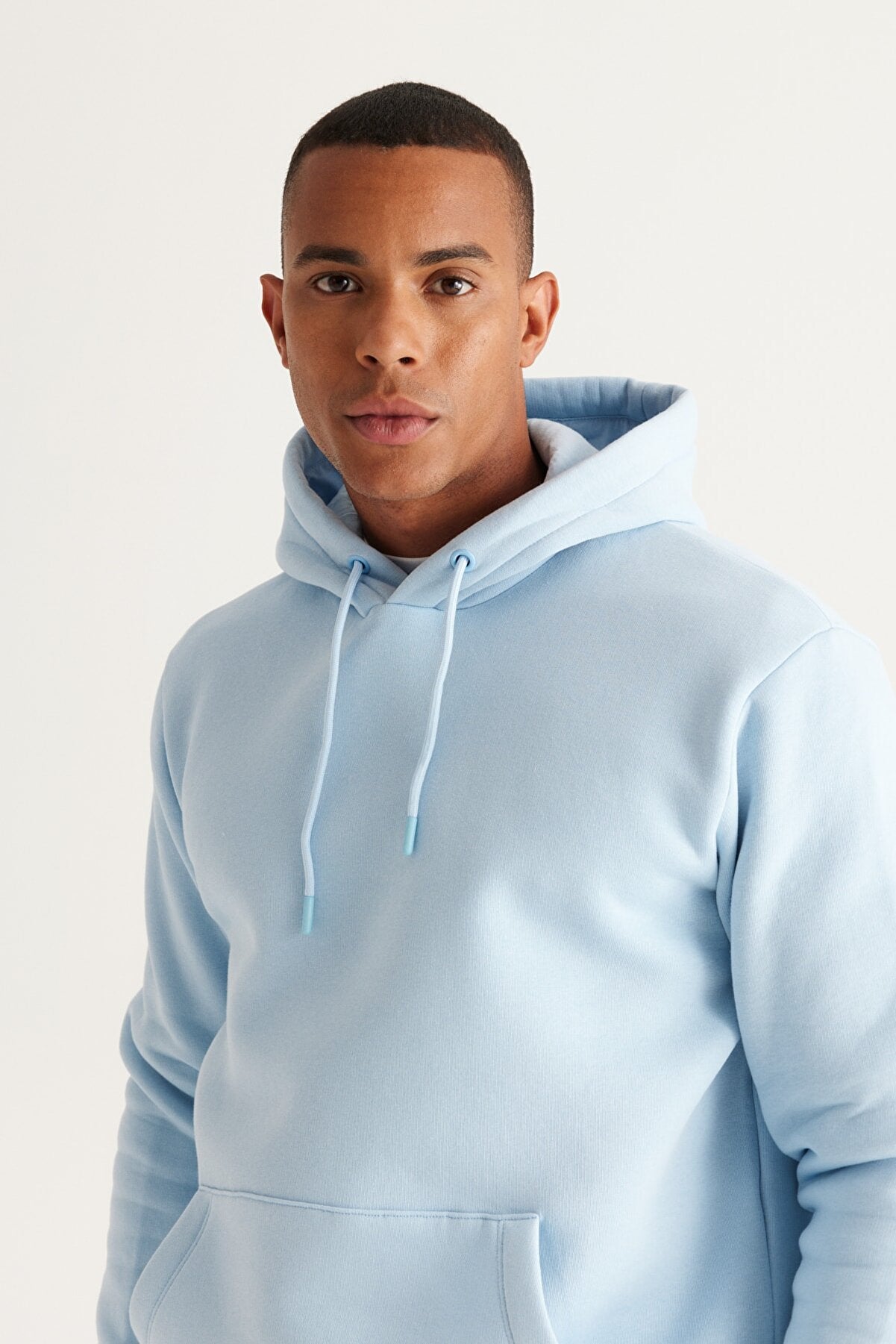 Light Blue Cotton Standard Fit Kangaroo Pocket