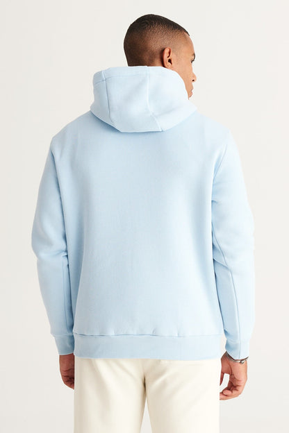 Light Blue Cotton Standard Fit Kangaroo Pocket