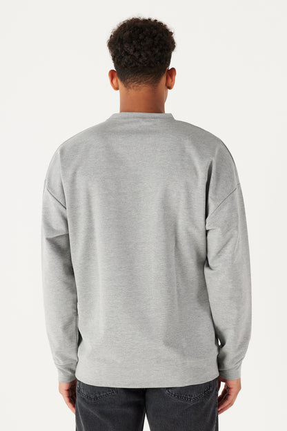 Light Grey Oversize Loose Fit Cotton Crew Neck