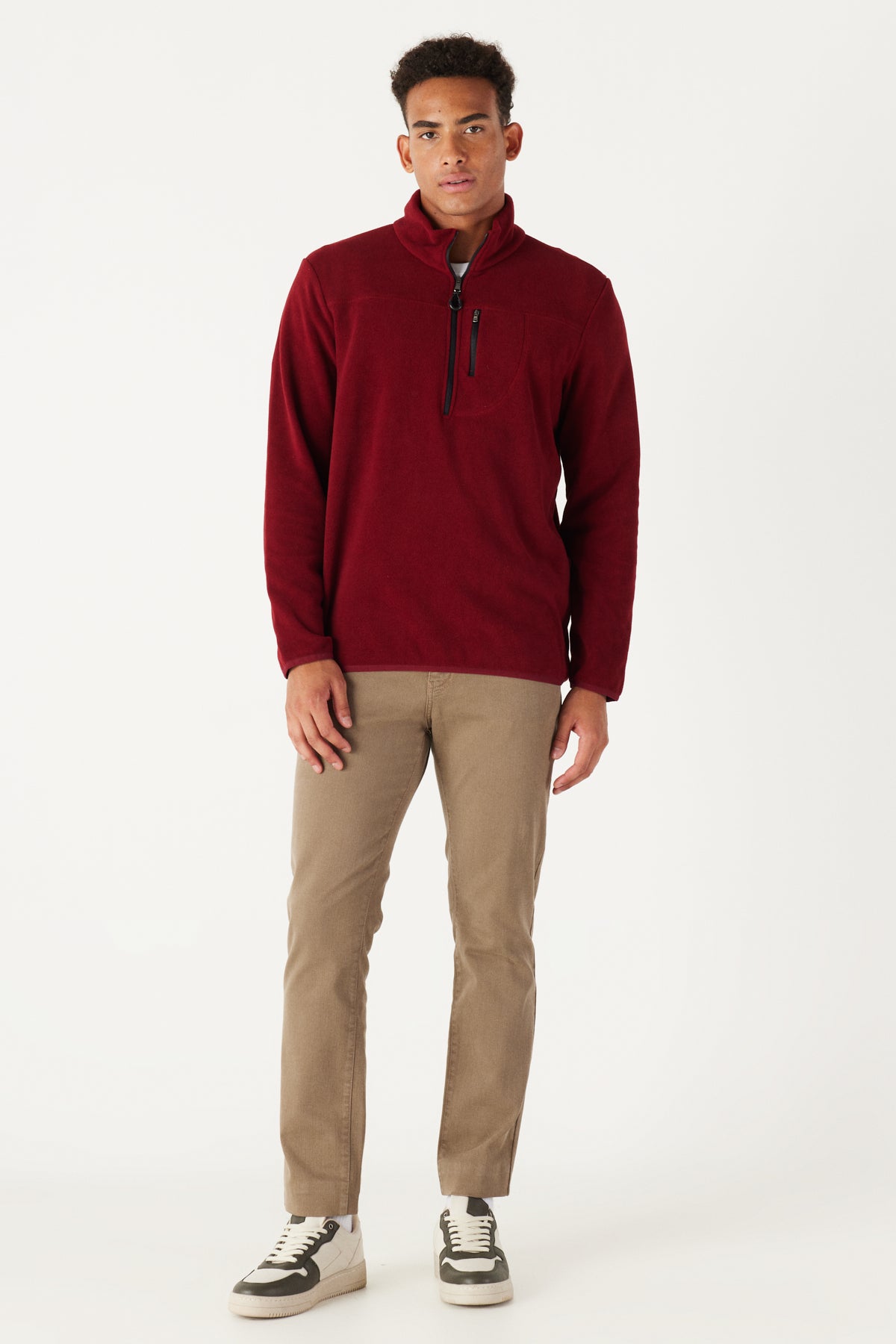 Maroon Standard Fit Normal Cut Zipper