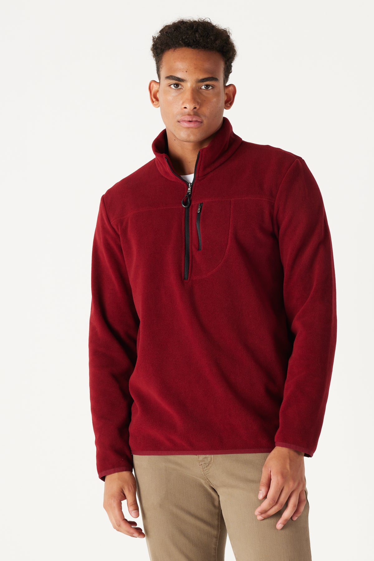 Maroon Standard Fit Normal Cut Zipper