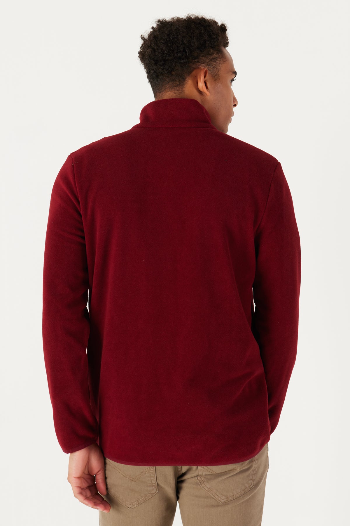 Maroon Standard Fit Normal Cut Zipper