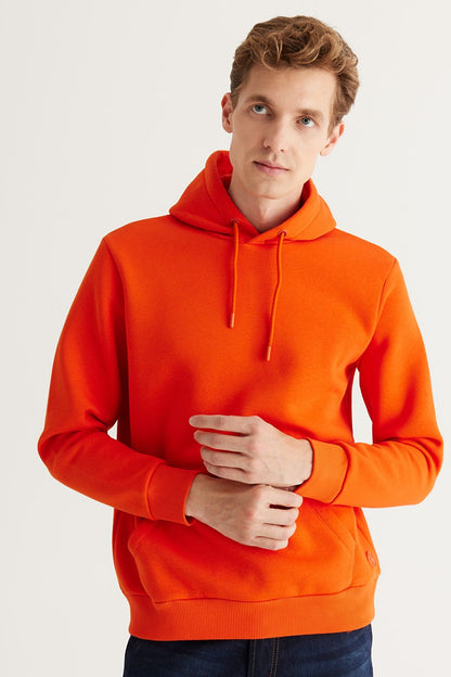 Orange Cotton Standard Fit Kangaroo Pocket