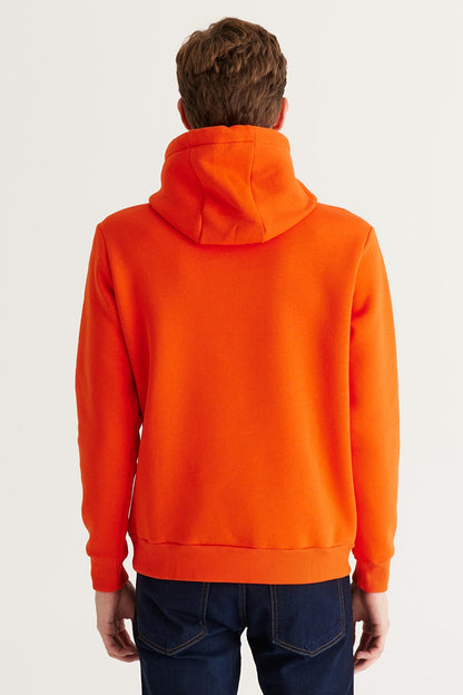 Orange Cotton Standard Fit Kangaroo Pocket