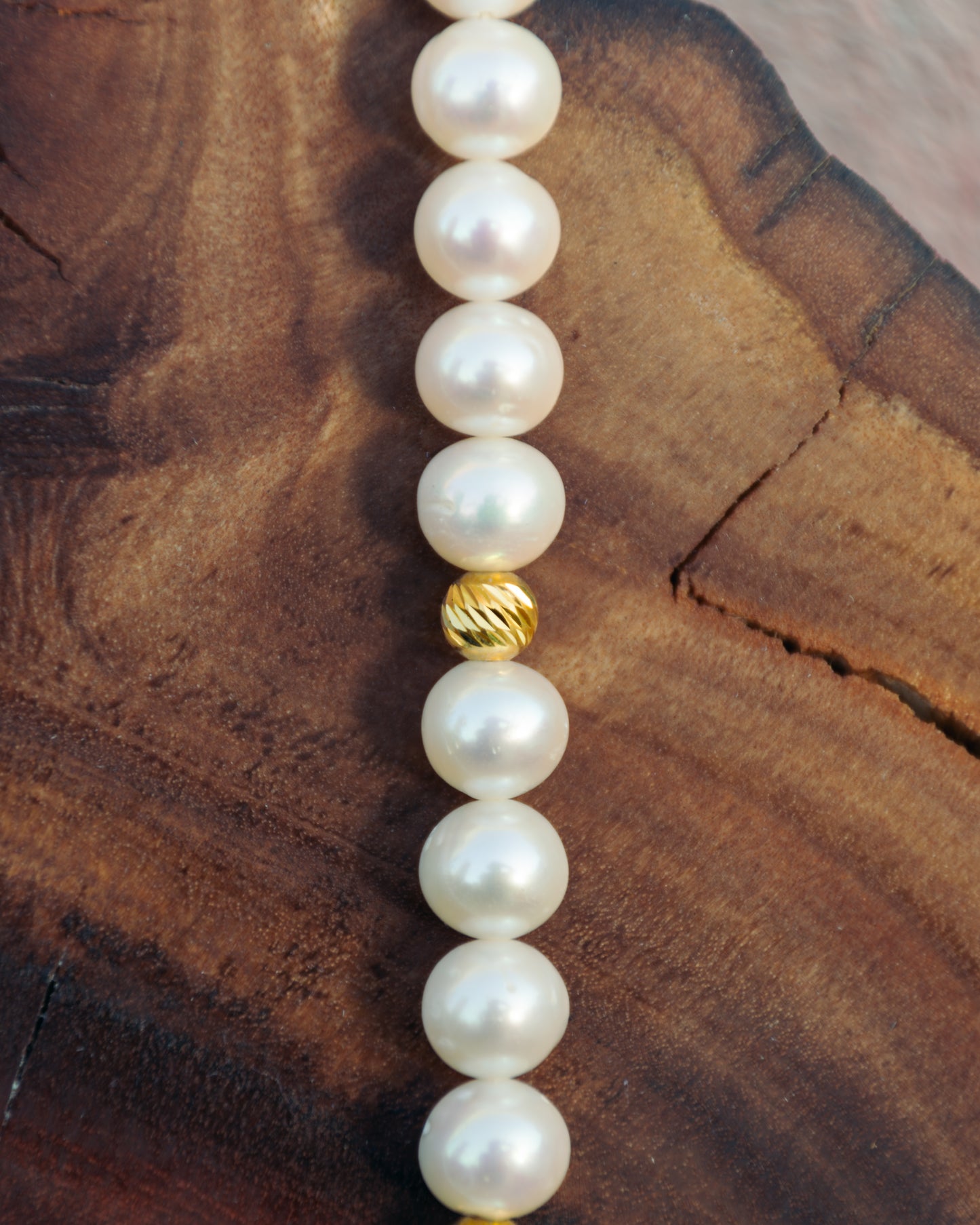 White Pearl and 21K Gold Necklace