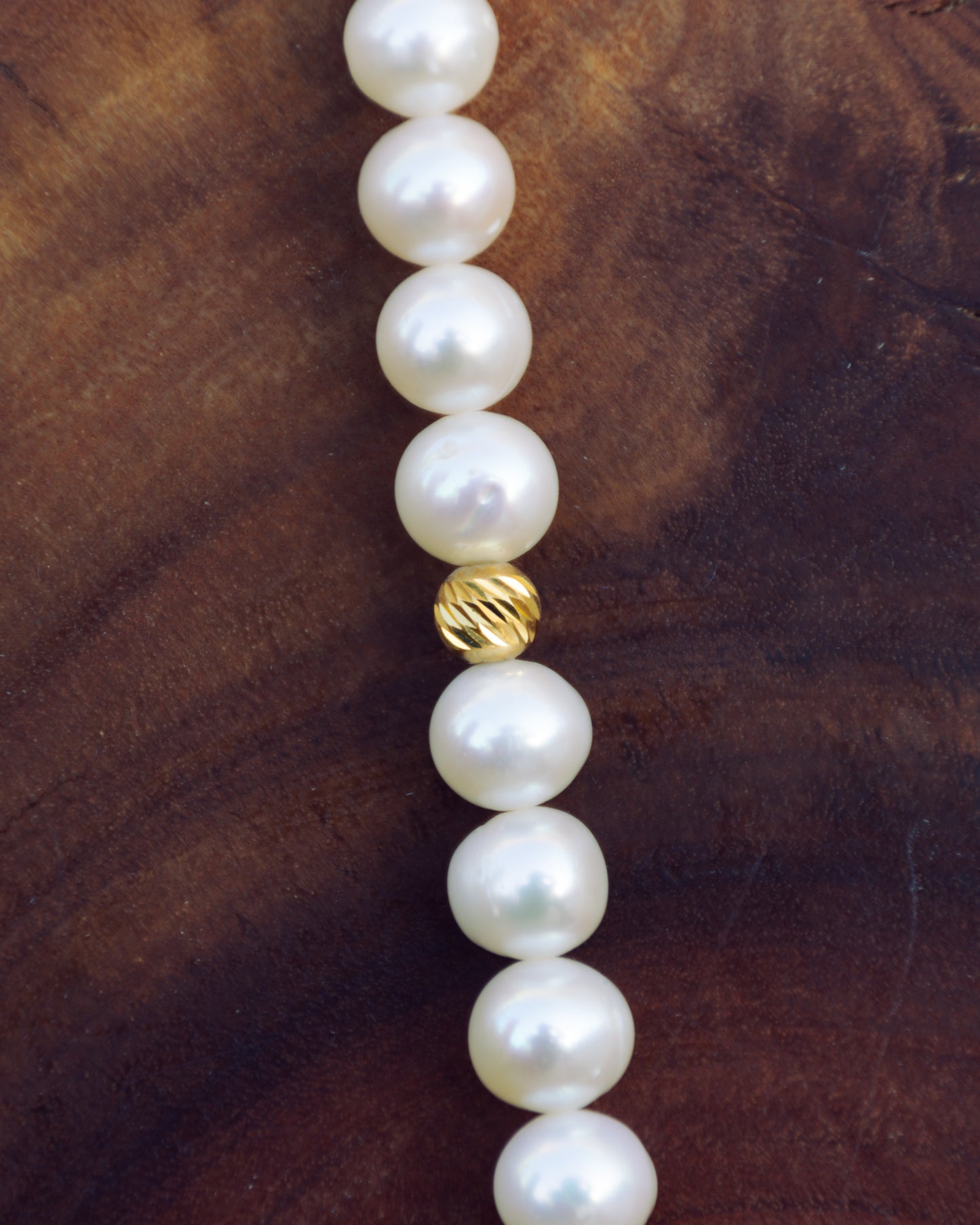 White Pearl and 21K Gold Necklace