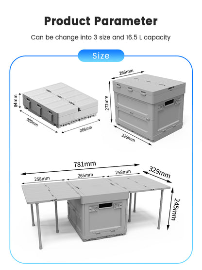 Car Trunk Folding Table and Organizer Box