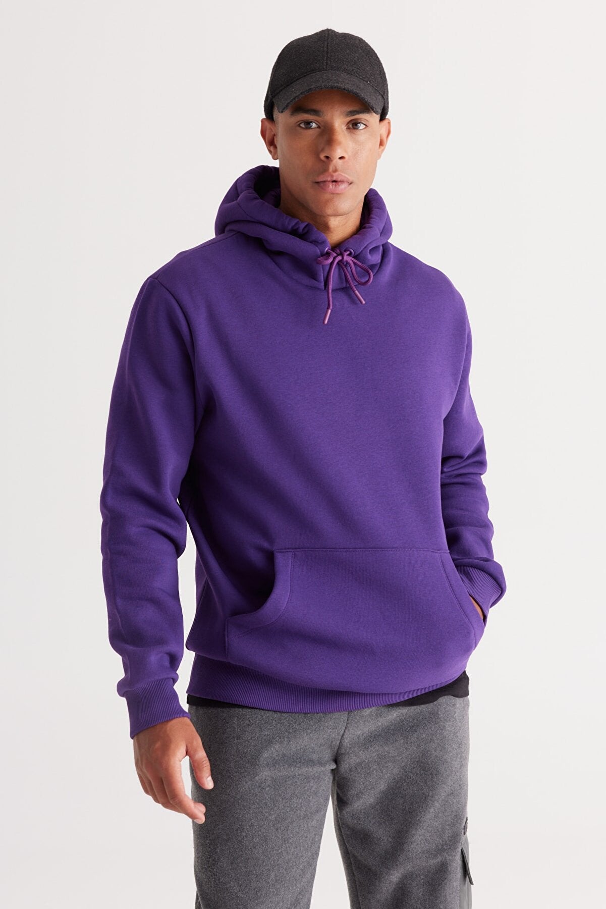 Purple Cotton Standard Fit Kangaroo Pocket