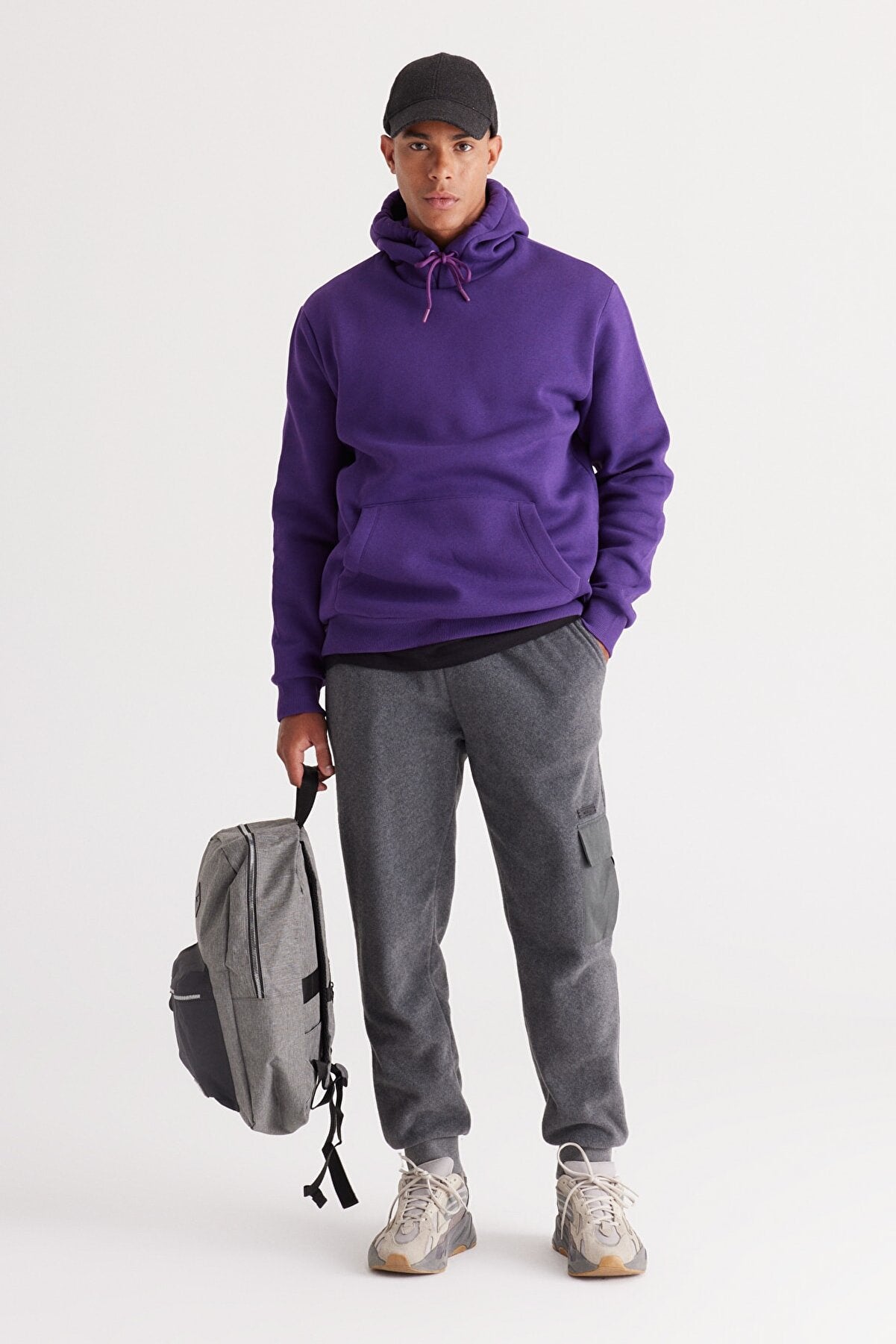 Purple Cotton Standard Fit Kangaroo Pocket