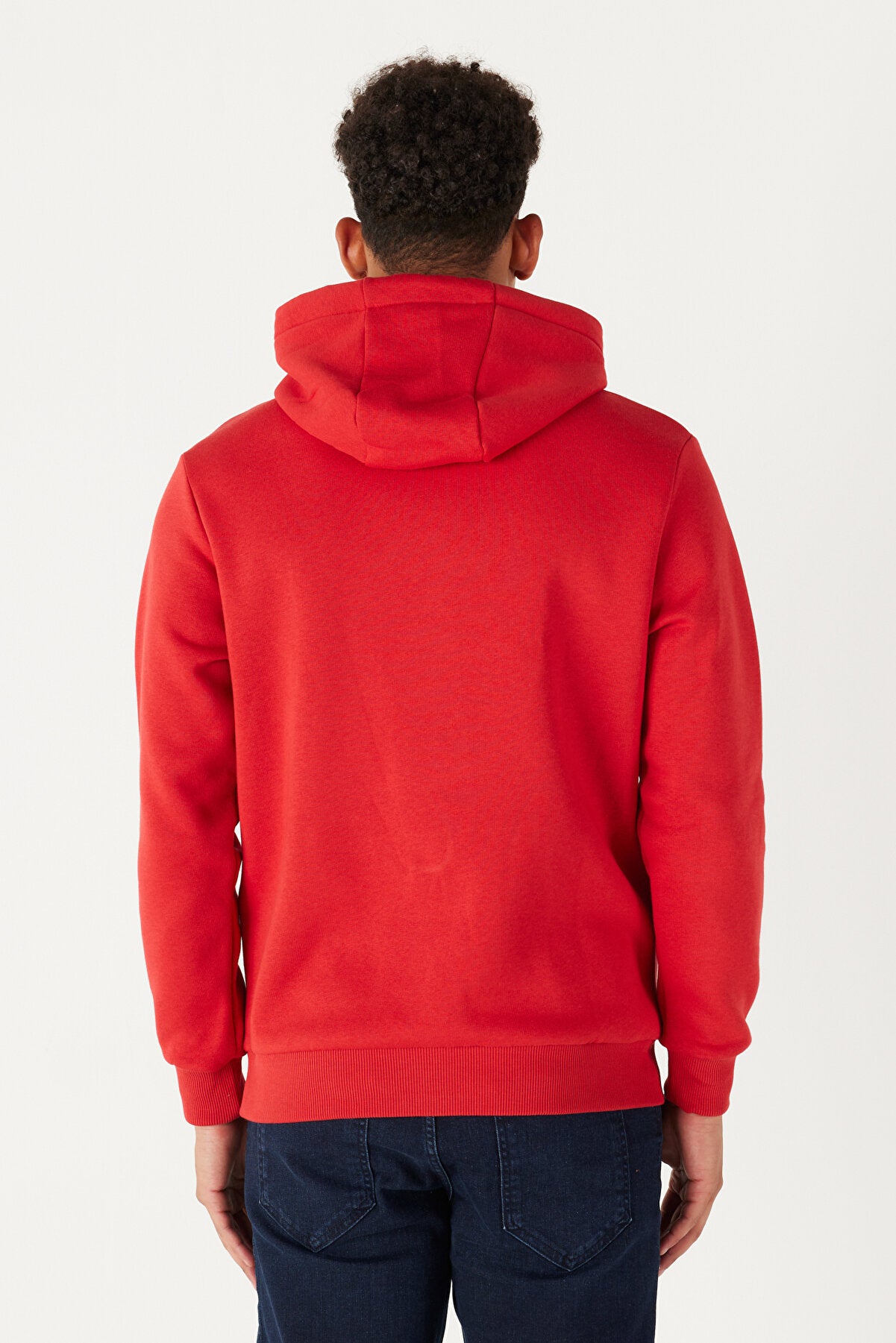 Red Cotton Standard Fit Kangaroo Pocket