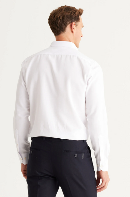 White Button Collar Cotton Slim Fit