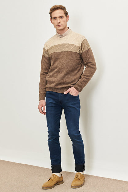 Beige-brown Standard Fit Regular Wool Knitwear