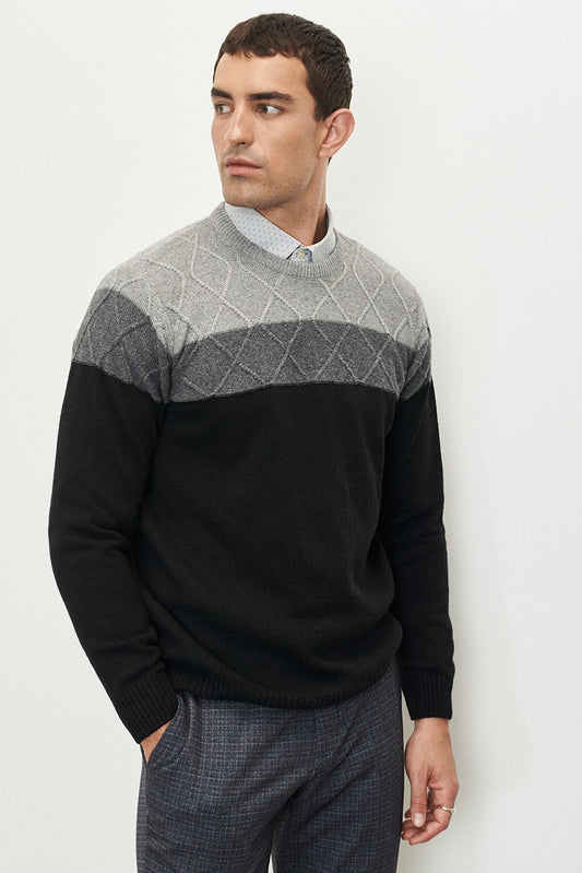 Black-grey Standard Fit Regular Wool Knitwear