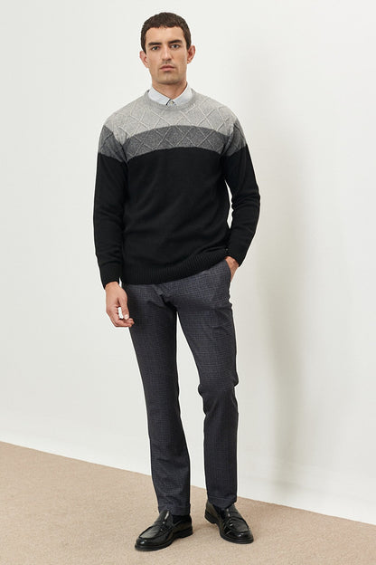 Black-grey Standard Fit Regular Wool Knitwear