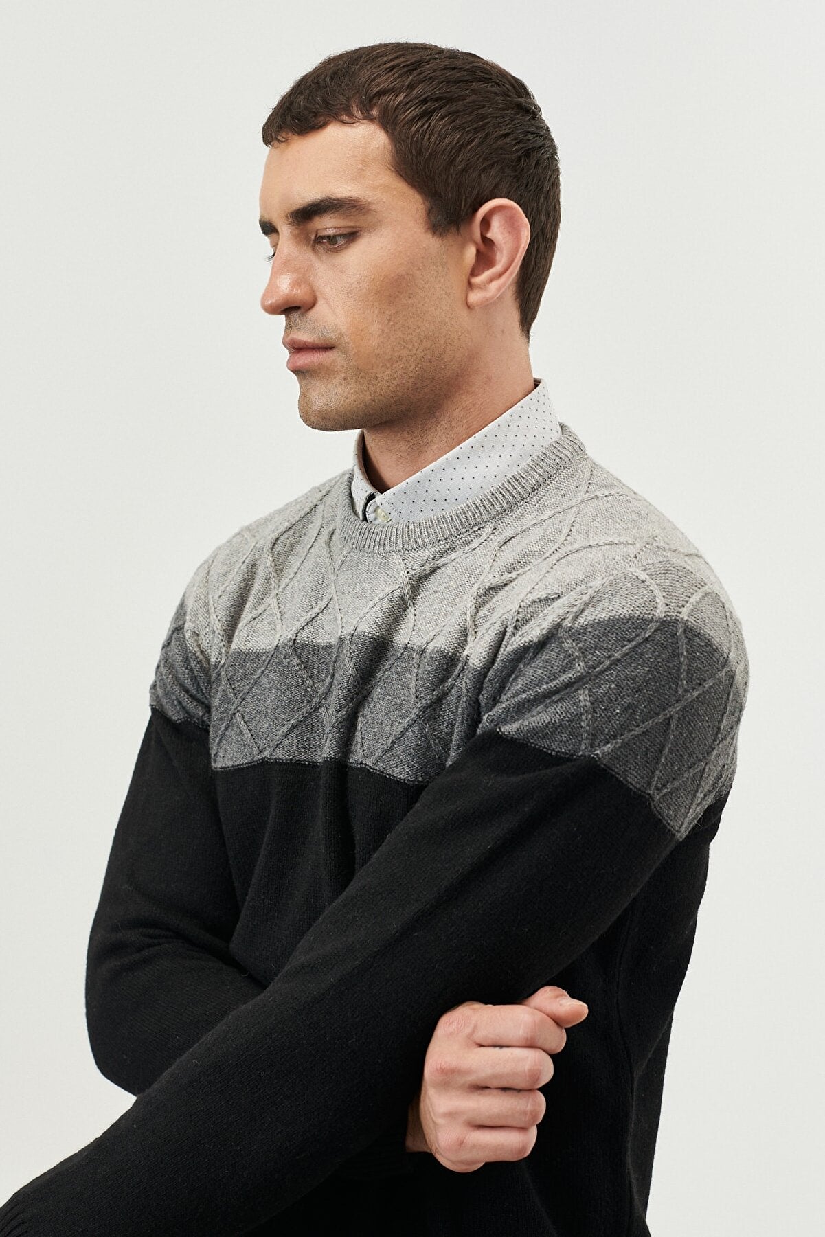 Black-grey Standard Fit Regular Wool Knitwear