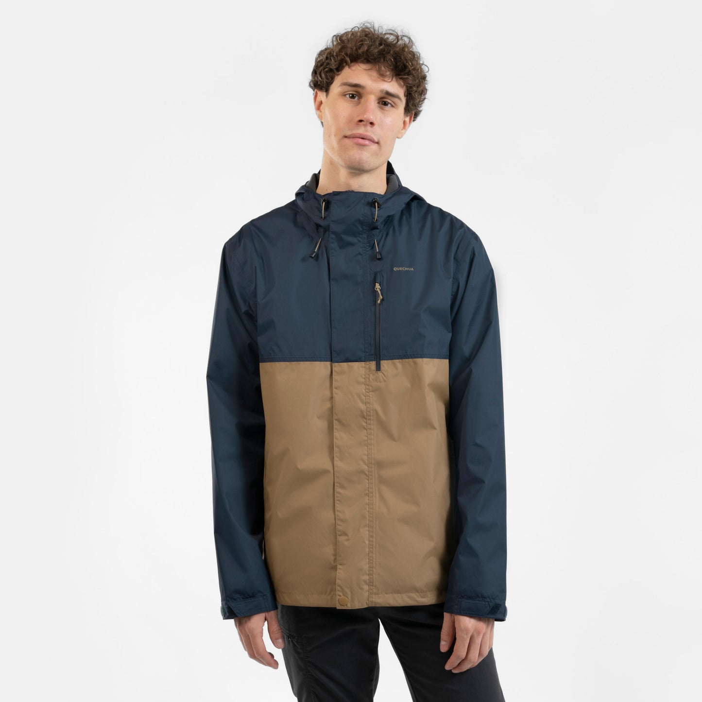 Beige-navy Outdoor Raincoat