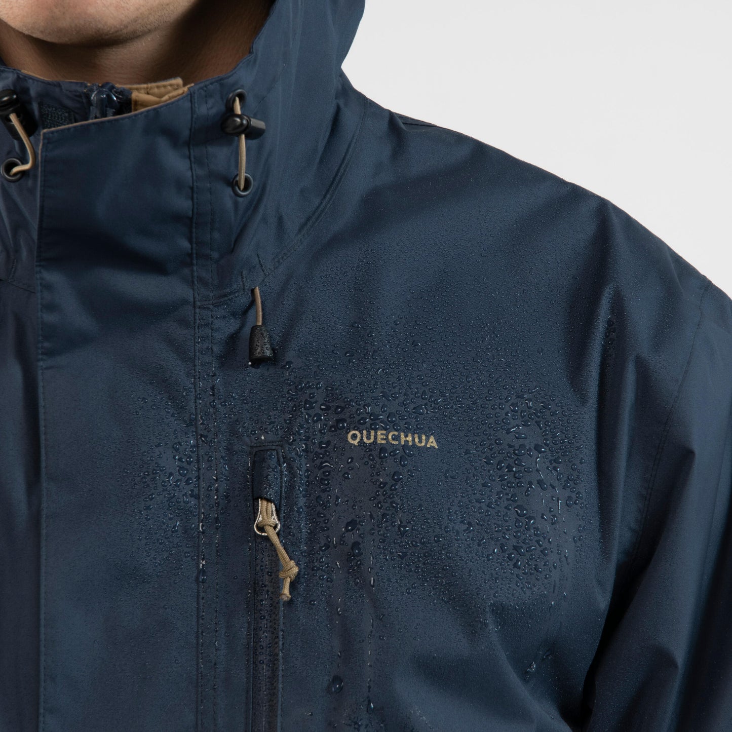 Beige-navy Outdoor Raincoat