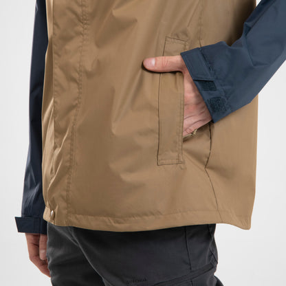 Beige-navy Outdoor Raincoat